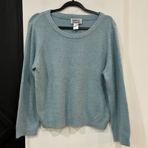 Vintage Blue Anthony Richards Women’s Rhinestone Sweater Medium Petite Sparkle